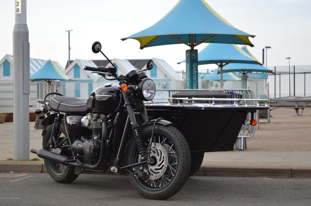 Motorcycle hearse Hastings East Sussex Seafront May Day 2021